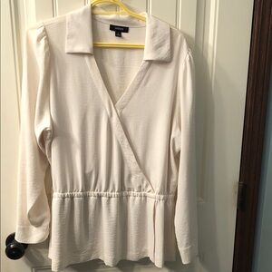 Alfani Ivory Wrap-Front Peplum Blouse